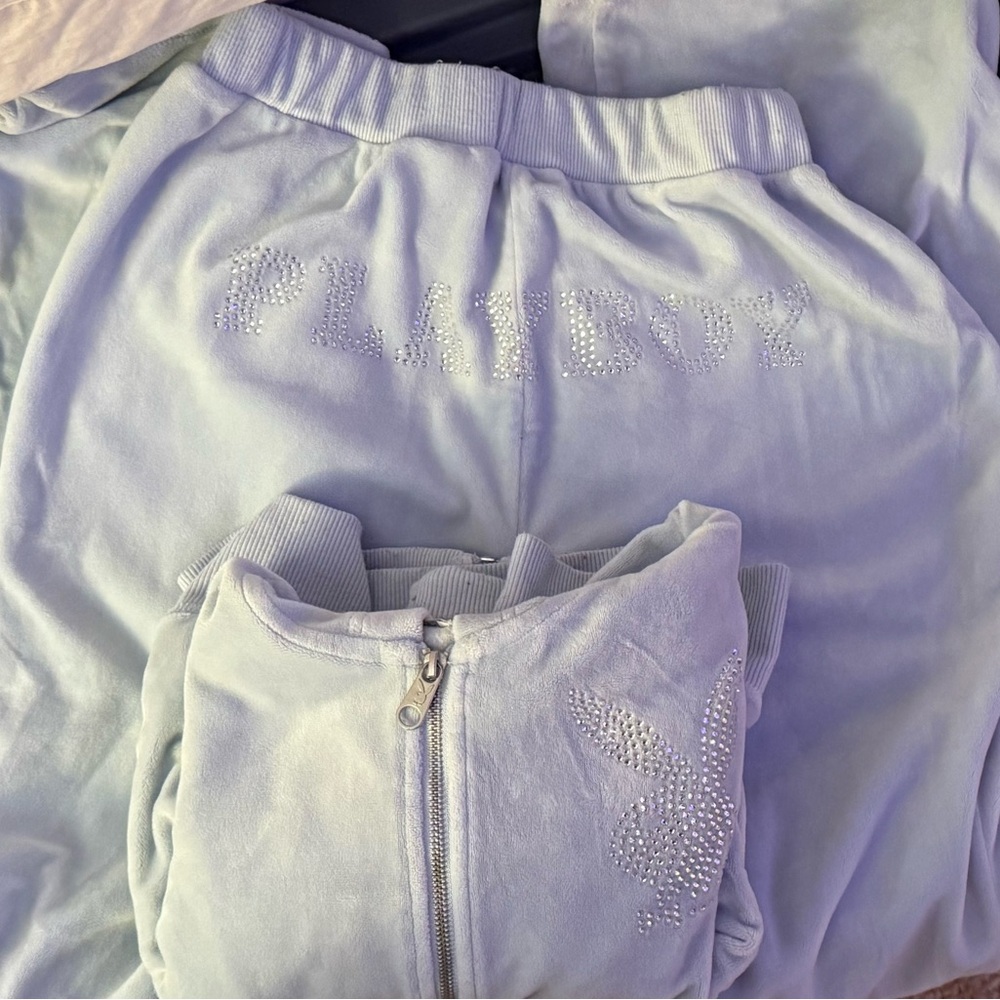 Playboy Soft Blue Velour Set